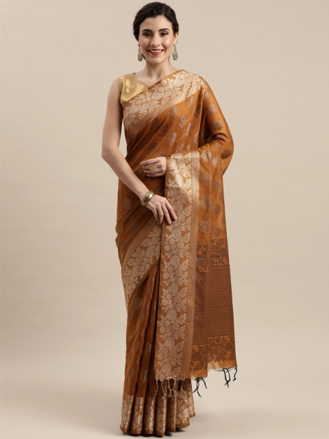 

Pisara Mustard Yellow & Golden Silk Cotton Woven Design Chanderi Saree