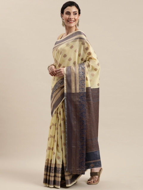 

Pisara Cream-Coloured Silk Cotton Woven Design Kanjeevaram Saree