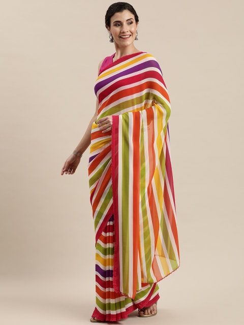 

Pisara Multicoloured Striped Pure Georgette Saree, Multi