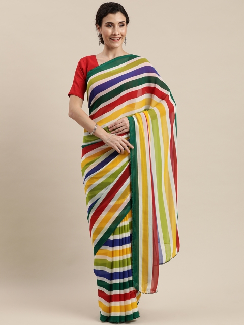 

Pisara Multicoloured Striped Pure Georgette Saree, Multi