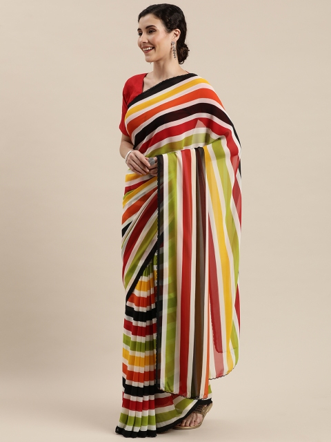 

Pisara Multicoloured Striped Pure Georgette Saree, Multi