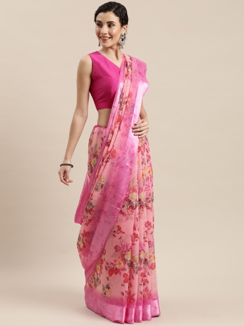 

Pisara Pink & Red Floral Printed Saree