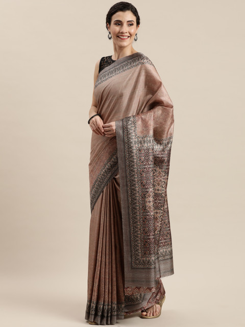 

Pisara Beige & Brown Poly Silk Solid Saree