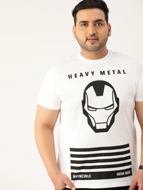 

Sztori Marvel Men Plus Size White Black Pure Cotton Iron Man White Print Pure Cotton T-shirt