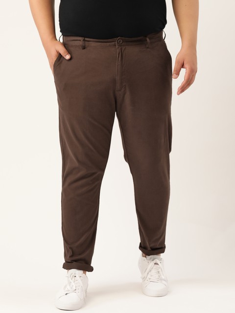

Sztori Men Plus Size Brown Solid Trousers