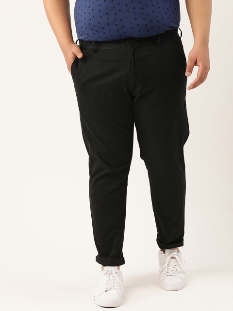 

Sztori Men Plus Size Black Solid Trousers