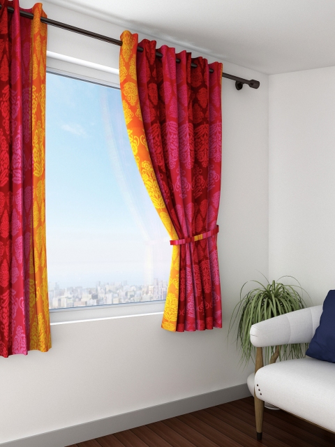 

Swayam Sigma Pink and Burgundy Single Ethnic Print Blackout Window Curtain