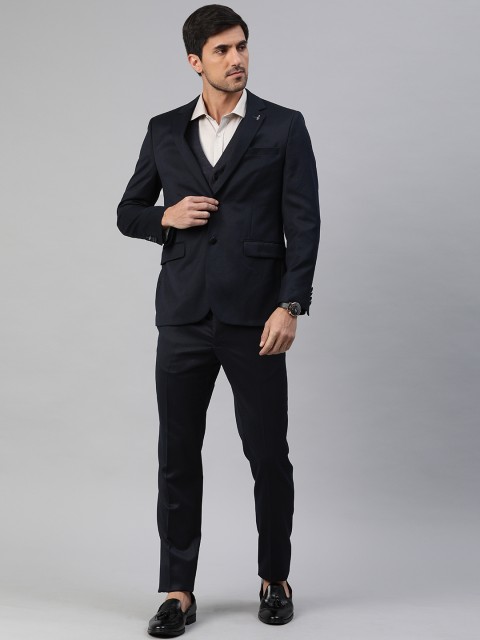 

Van Heusen Men Navy Blue Solid Slim-Fit Single-Breasted Formal Three-Piece Suit