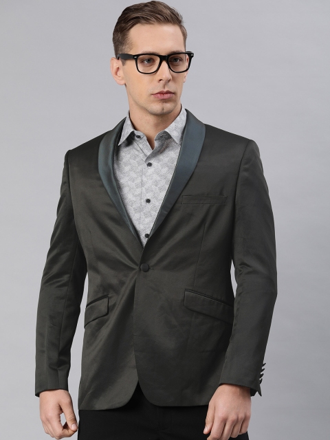 

Van Heusen Men Charcoal Grey Slim Fit Solid Single-Breasted Formal Blazer