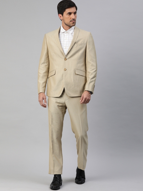 

Van Heusen Men Khaki-Coloured Solid Single-Breasted Slim-Fit Formal Suit