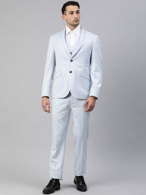 

Van Heusen Men Blue Skinny Fit Solid Single-Breasted 3-Piece Formal Suit
