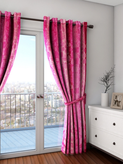 

SWAYAM Sigma Pink Single Ethnic Print Blackout Door Curtain