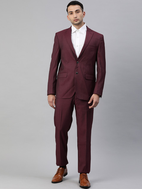 

Van Heusen Men Maroon Solid Slim Fit Solid Single-Breasted 2-Piece Formal Suit