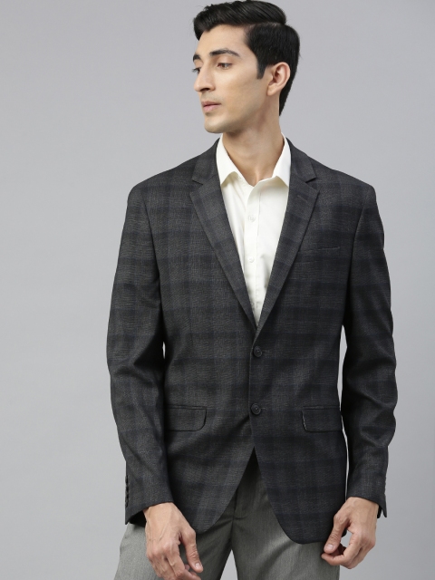 

Van Heusen Men Charcoal Grey Slim Fit Checked Single Breasted Formal Blazer