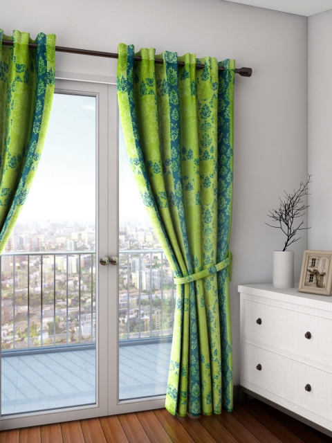 

SWAYAM Sigma Green Single Ethnic Print Blackout Door Curtain