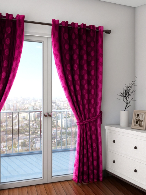 

SWAYAM Sigma Burgundy Single Ethnic Print Blackout Door Curtain