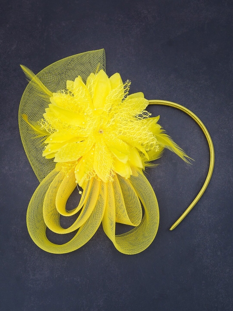 

Golden Peacock Women Yellow Lace Hairband