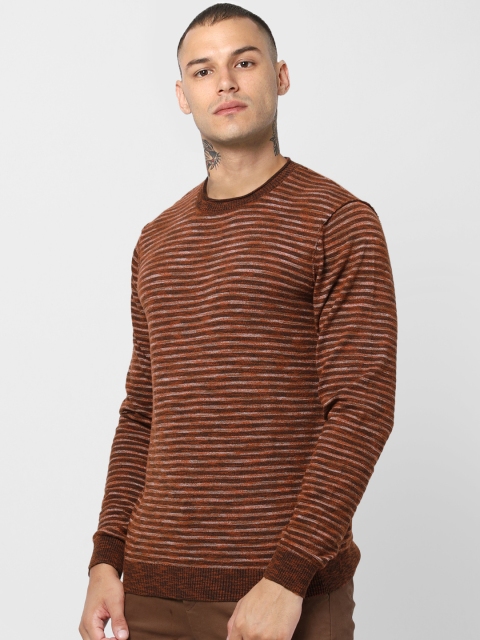 

Jack & Jones Men Brown Striped Pullover Sweater