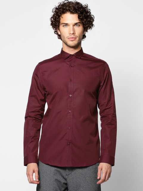 

Jack & Jones Men Burgundy Slim Fit Solid Smart Casual Shirt