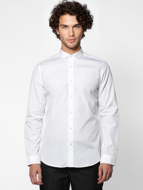 

Jack & Jones Men White Slim Fit Solid Smart Casual Shirt