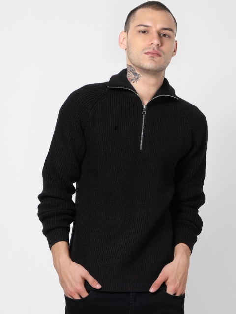 

Jack & Jones Men Black Solid Pullover Sweater