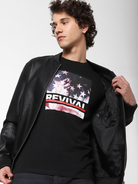 

Jack & Jones Men Black Printed Round Neck T-shirt
