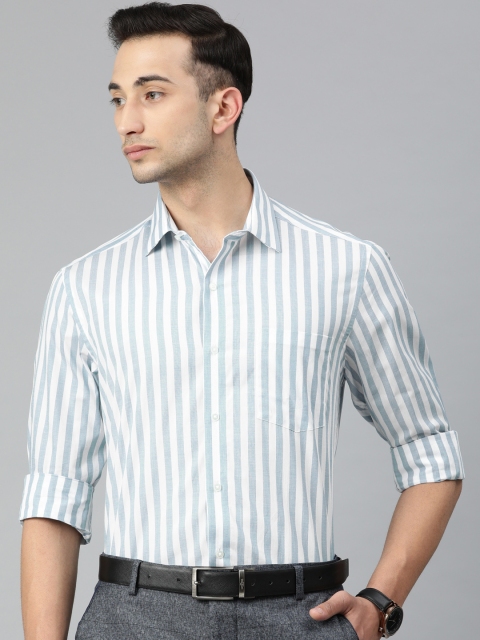 

Arrow New York Men Blue & White Slim Fit Striped Formal Shirt
