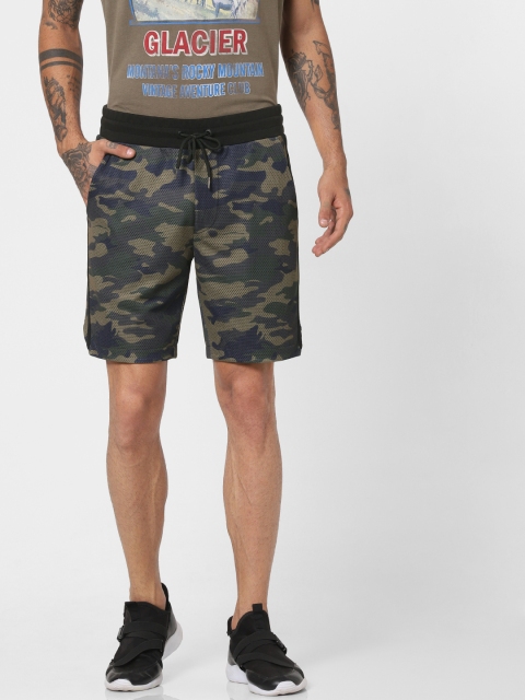 

Jack & Jones Men Navy Blue Camouflage Printed Regular Fit Sports Shorts