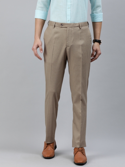 

Arrow Men Khaki Tapered Fit Self Design Formal Trousers