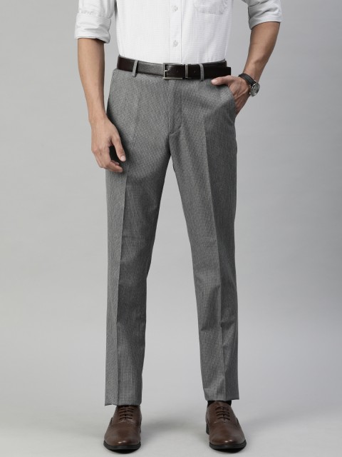 

Arrow New York Men Grey Tapered Fit Checked Formal Trousers