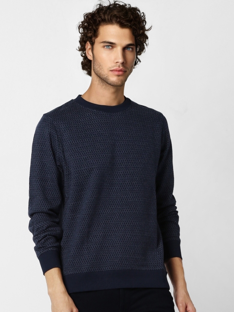 

Jack & Jones Men Navy Blue & Grey Printed Sweatshirt