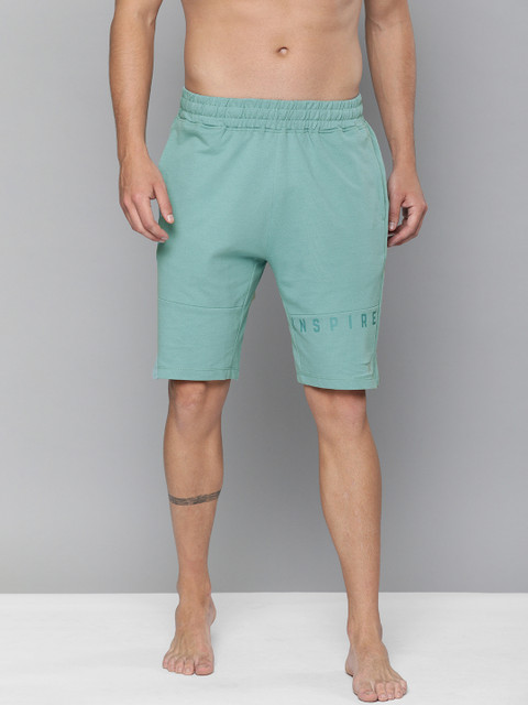 

HRX By Hrithik Roshan Men Aquifier Typographic Regular Fit Organic Cotton Antimicrobial Yoga Shorts, Turquoise blue
