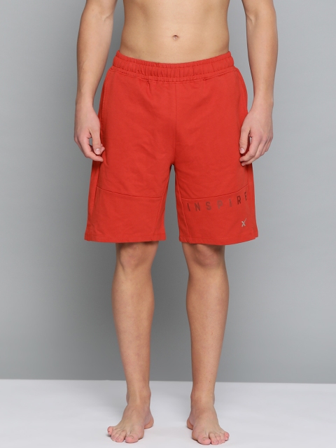 

HRX By Hrithik Roshan Men Tandoori Spice Typographic Regular Fit Organic Cotton Antimicrobial Yoga Shorts, Rust