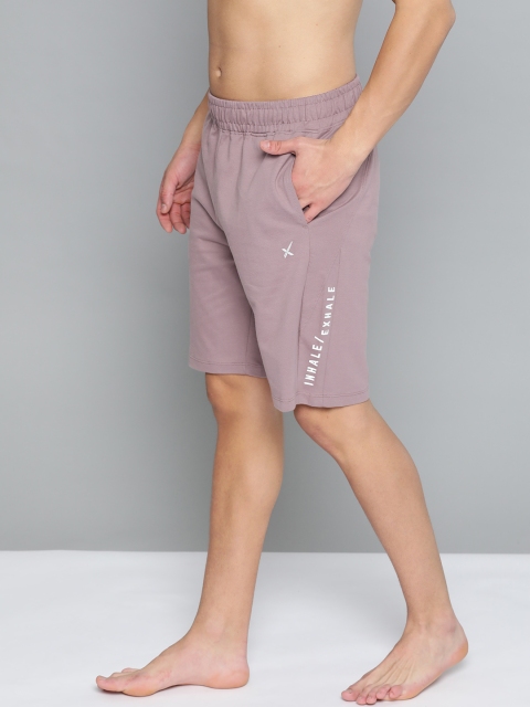 

HRX By Hrithik Roshan Men Twilight Mauve Solid Regular Fit Organic Cotton Antimicrobial Yoga Shorts
