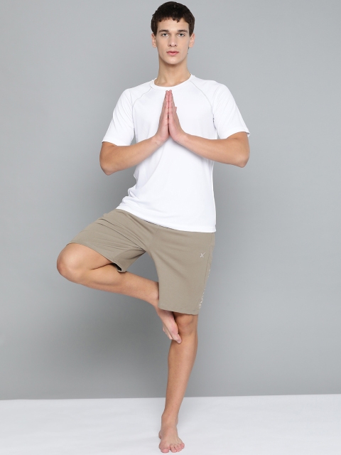 

HRX By Hrithik Roshan Men Brindle Solid Regular Fit Organic Cotton Antimicrobial Yoga Shorts, Olive