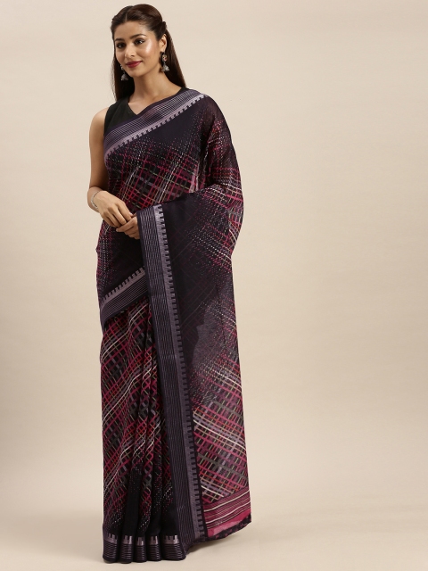 

Vaamsi Violet & Pink Art Silk Striped Saree