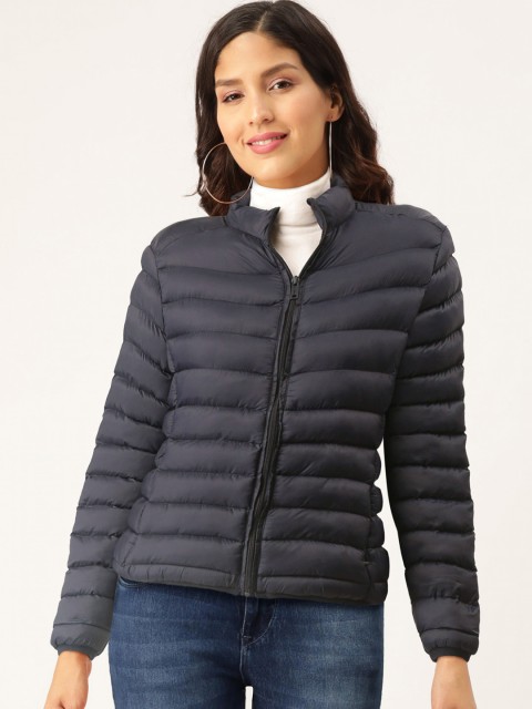 

Okane Women Navy Blue Solid Puffer Jacket