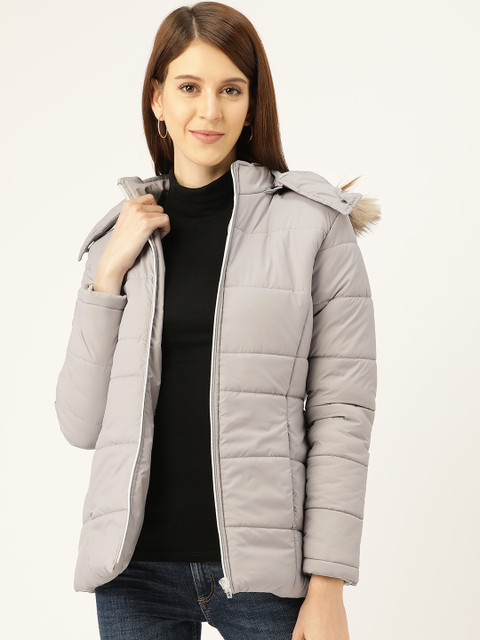 

Okane Women Grey Solid Parka Jacket