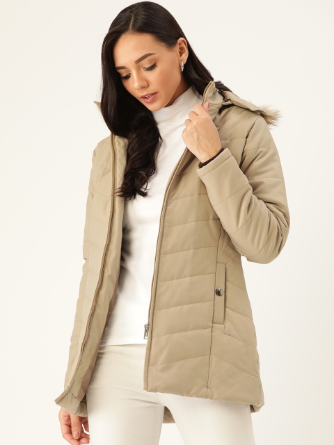 

Okane Women Beige Solid Longline Padded Hooded Parka Jacket