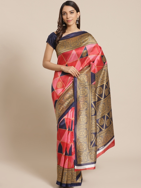 

Mitera Pink & Red Printed Saree