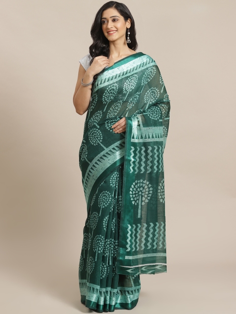 

Mitera Green Printed Saree