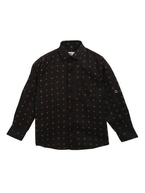 

Kidling Boys Black & Brown Regular Fit Printed Casual Shirt