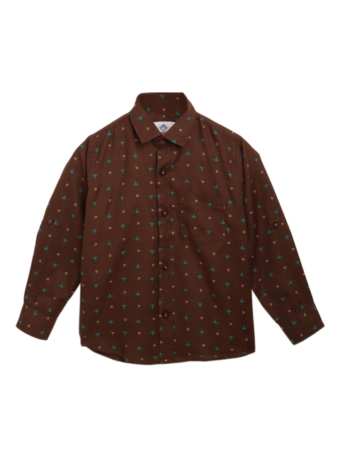 

Kidling Boys Brown Classic Regular Fit Printed Casual Shirt