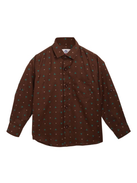 

Kidling Boys Brown Classic Regular Fit Printed Casual Shirt
