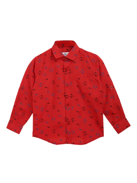 

Kidling Boys Red & Black Regular Fit Printed Casual Shirt