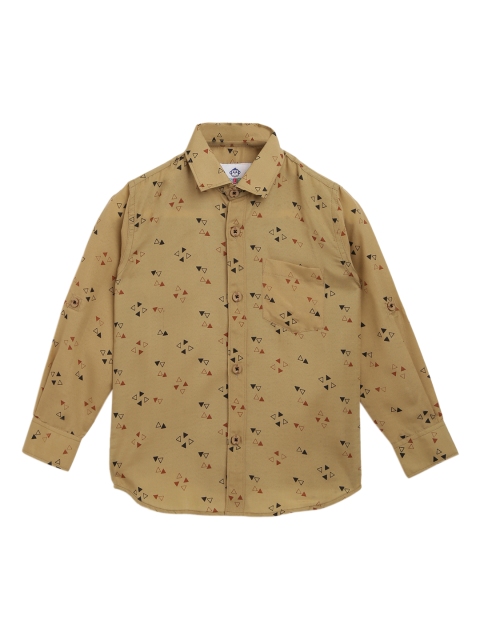 

Kidling Boys Camel Brown & Red Regular Fit Printed Casual Shirt