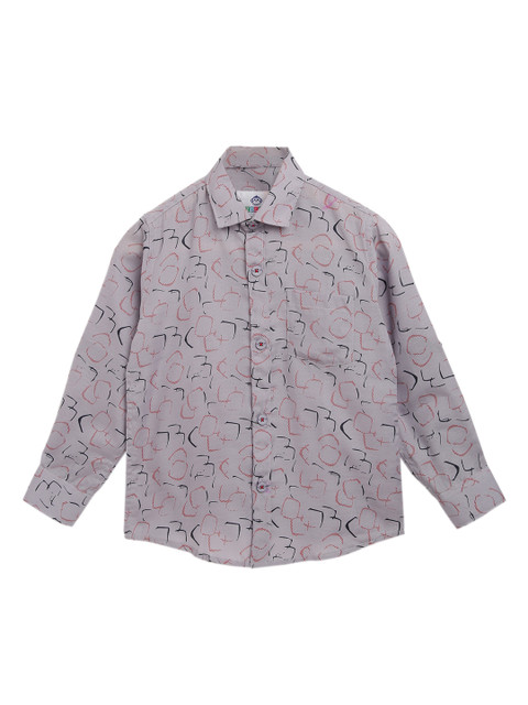 

Kidling Boys Grey Classic Regular Fit Printed Casual Shirt