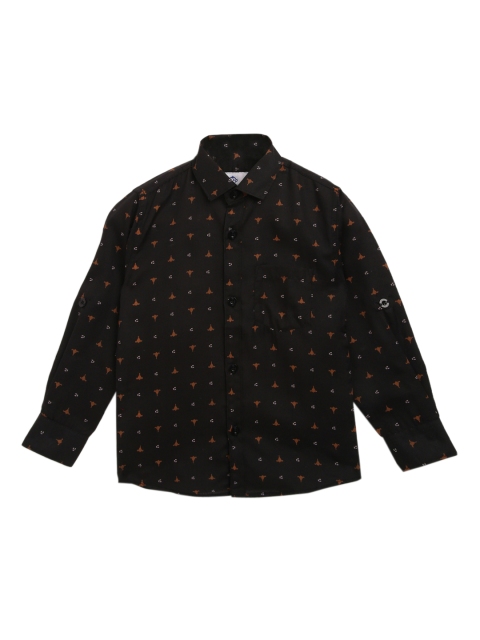 

Kidling Boys Black & Brown Regular Fit Printed Casual Shirt