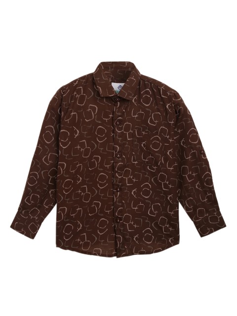 

Kidling Boys Brown & White Regular Fit Printed Casual Shirt