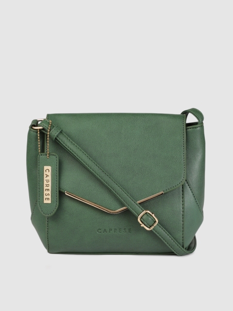 

Caprese Women Green Solid Sling Bag